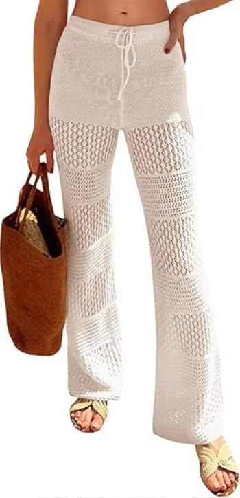 🌴 Boho Crochet Knit Beach Cover-Up Pants