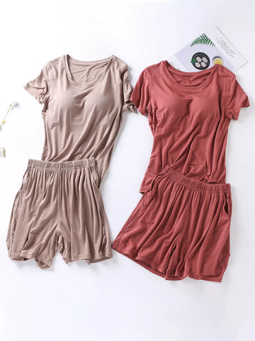 Sarah Padded Round Neck Modal Two Piece Sets