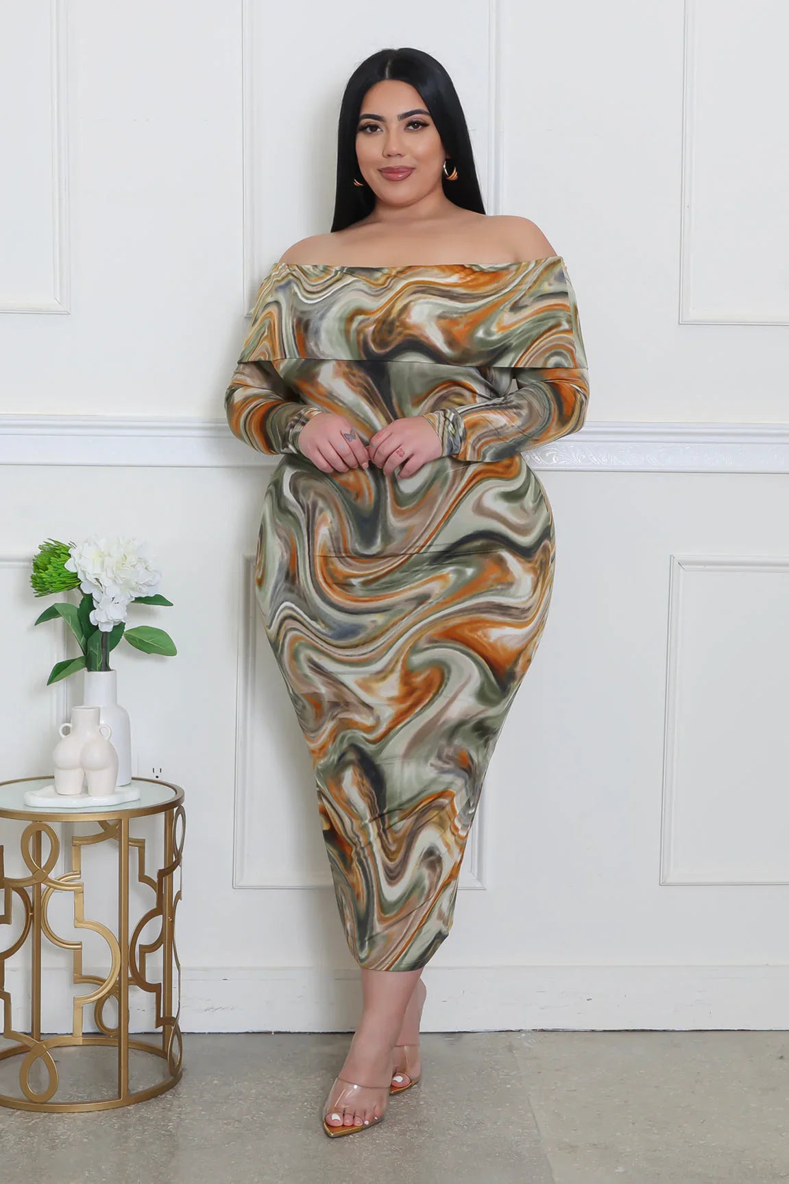 To The Beat Stretchable Material Plus Size Dress