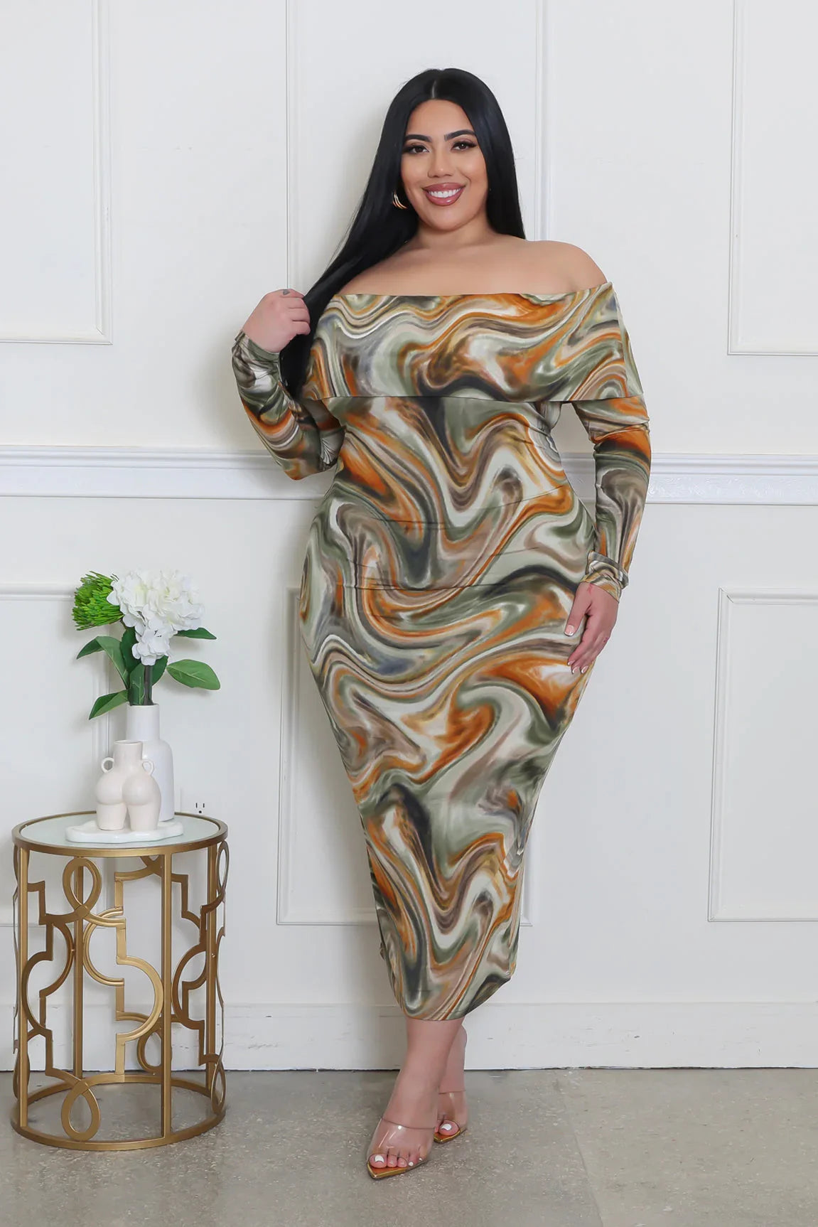 To The Beat Stretchable Material Plus Size Dress