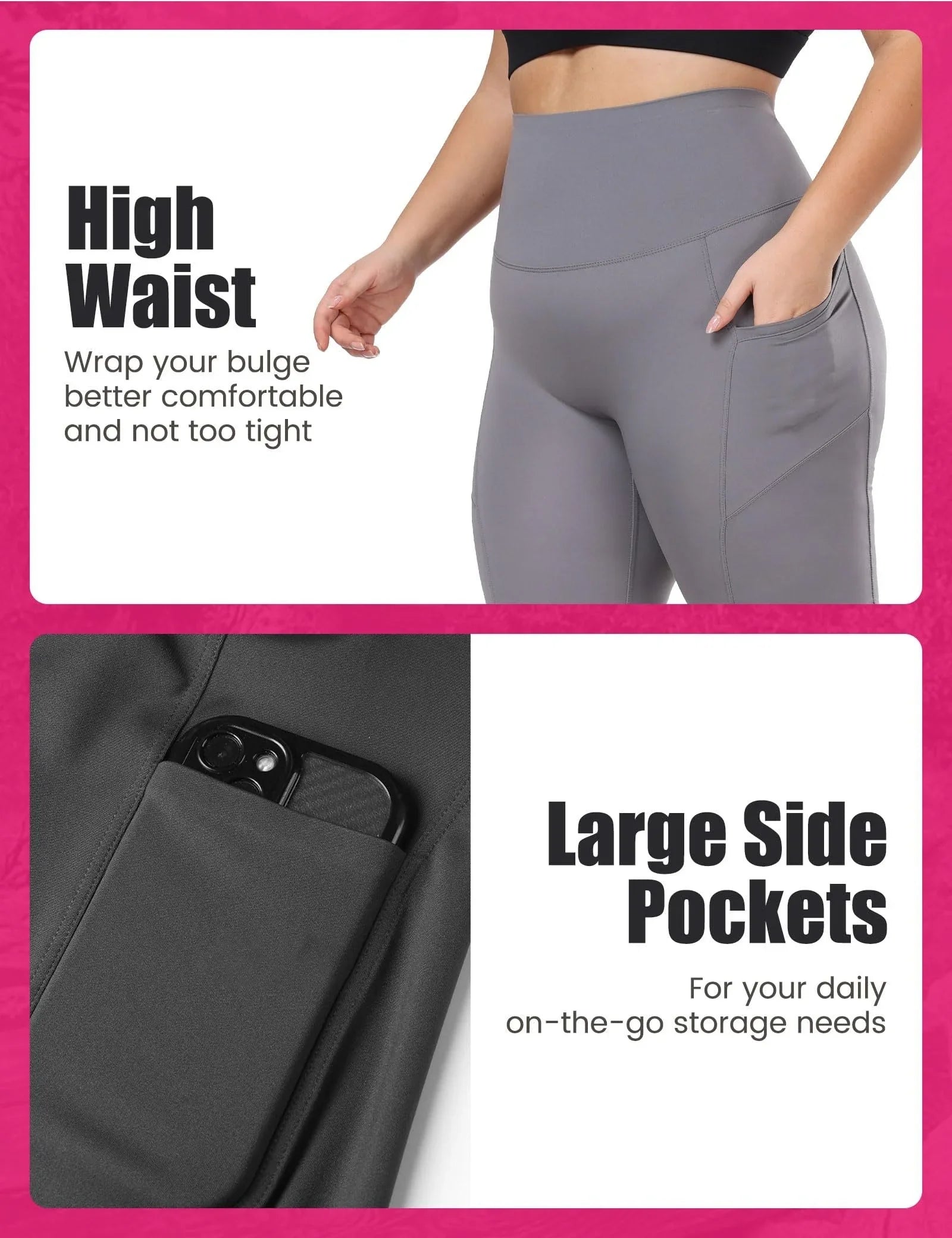 Cropped High-Waisted Yoga Pants with Diagonal Pockets