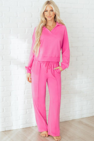 Kayli Solid Collared Central Seam Two Piece Sets