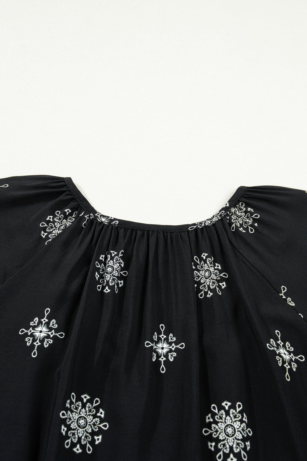Boho Chic Notched V Neck  Floral Sleeve