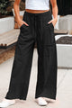 Joey Wash Exposed Seam Drawstring Elastic Waistband Wide Leg Cargo Pants