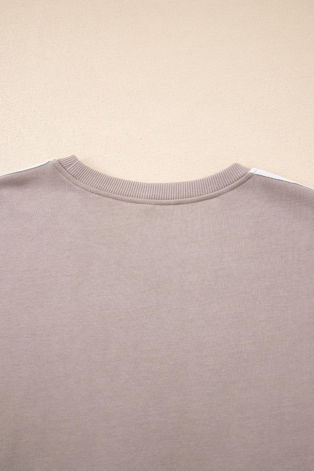 Gray Morn Varsity Striped Detail Crewneck Pullover Two Piece Outfit
