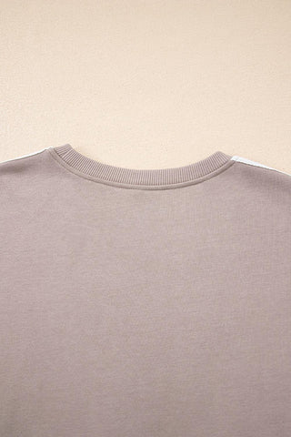 Gray Morn Varsity Striped Detail Crewneck Pullover Two Piece Outfit