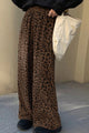 Delia Dark Brown Leopard Print Elastic High Waist Loose Corduroy Pants