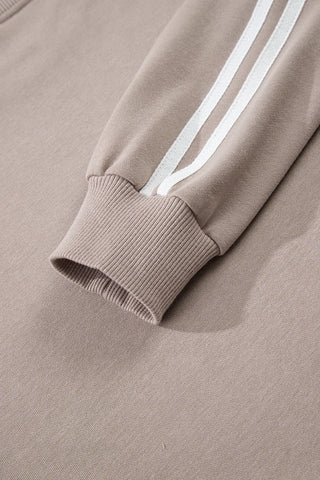 Gray Morn Varsity Striped Detail Crewneck Pullover Two Piece Outfit