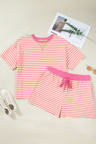 Estela Plus Size Stripe Boxy Two Piece Sets