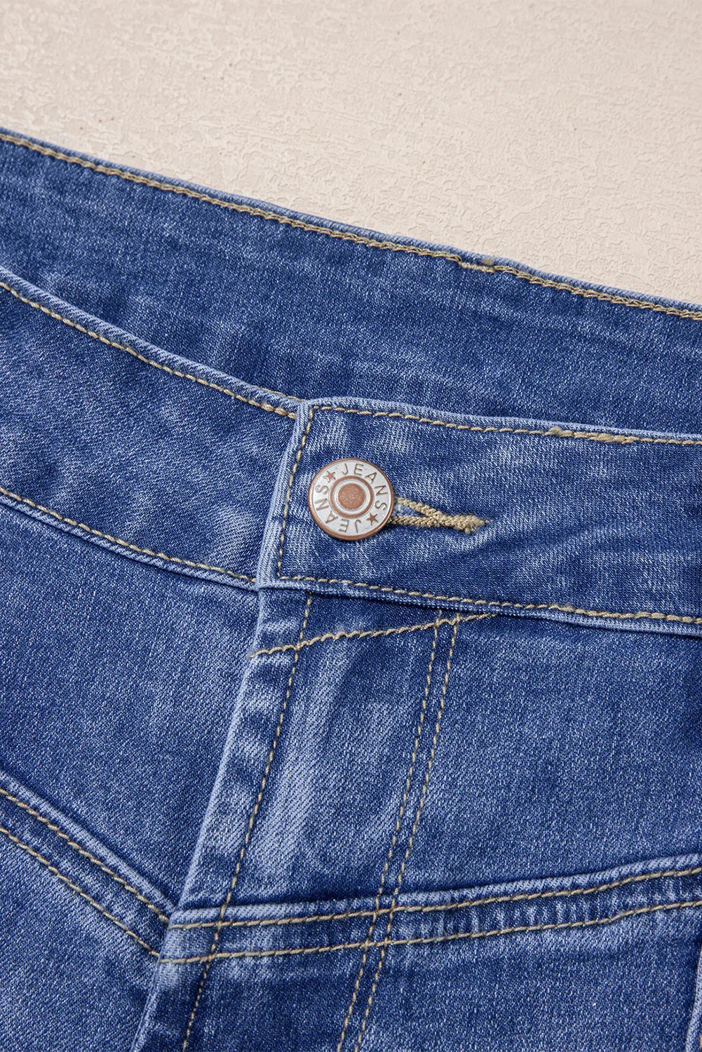 Trini Beau Blue Tailored Center Seam Detail Straight Loose High Rise Jeans