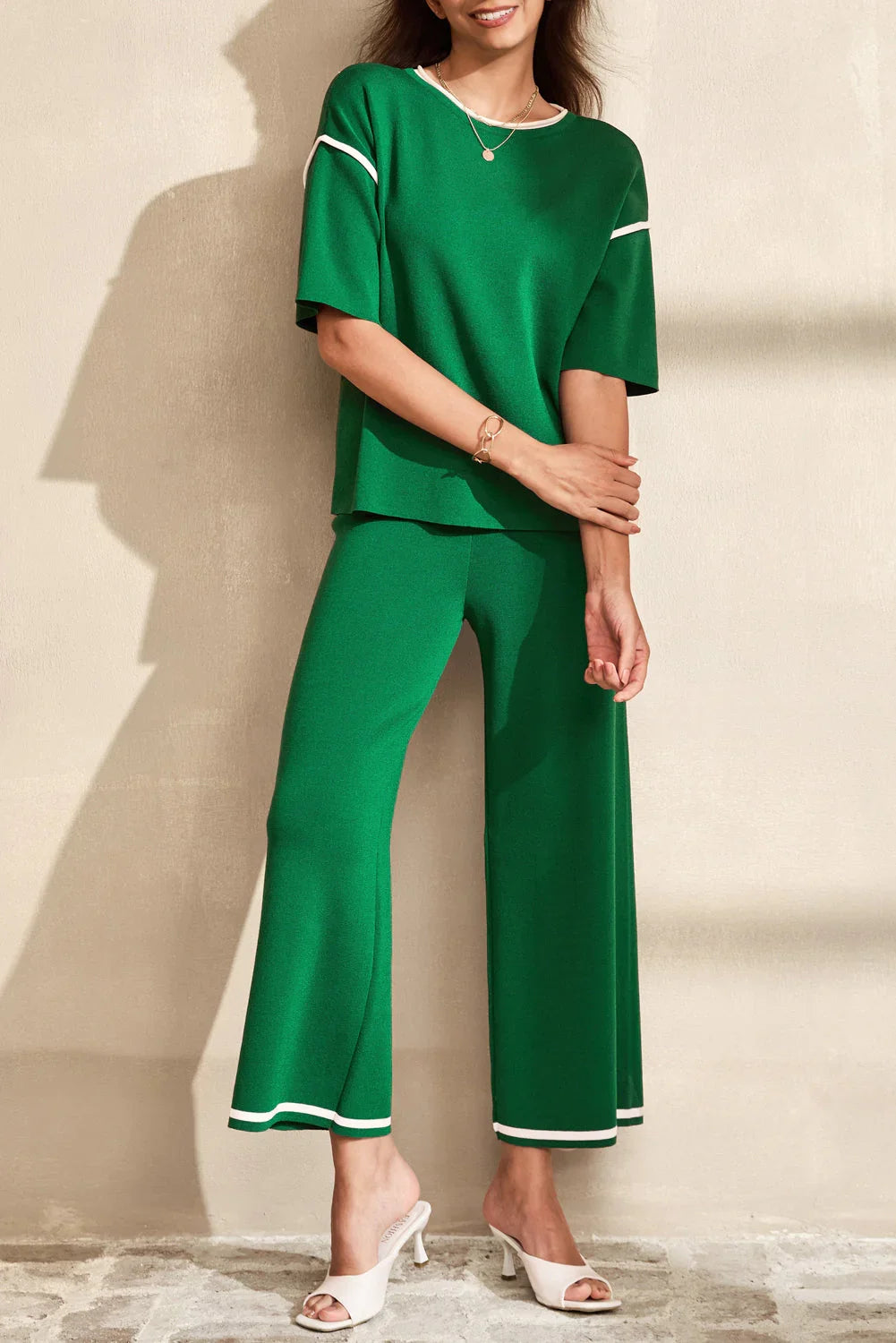 Wanda Contrast Trim and Drawstring Two Piece Set