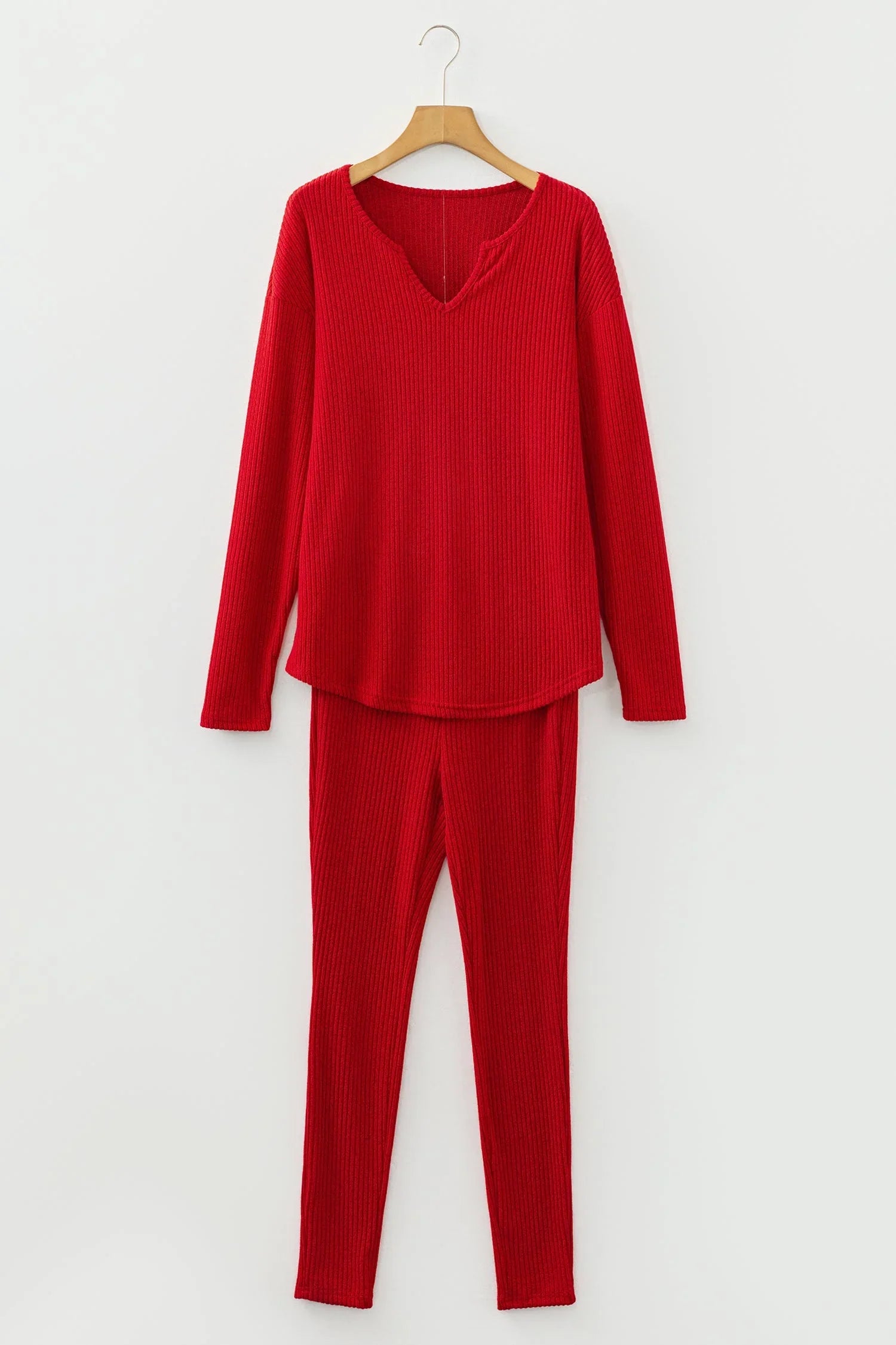 Rosaly Ribbed Knit Long Sleeve Two Piece Set