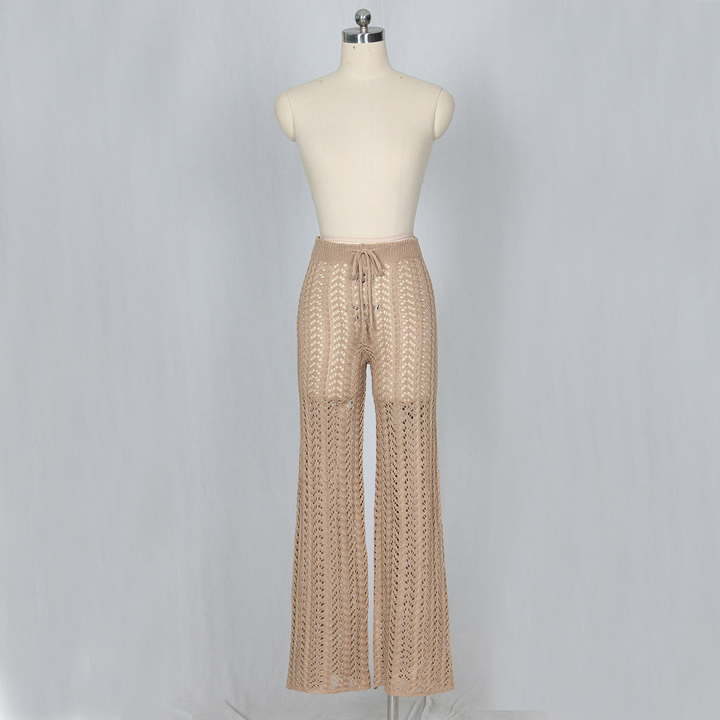 Sexy Women Hollow Out Cutout Knitted Trousers Crocheted Beach Pants