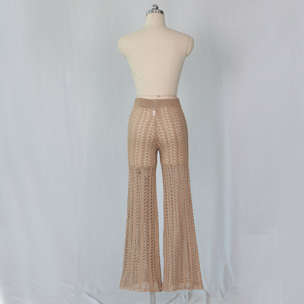 Sexy Women Hollow Out Cutout Knitted Trousers Crocheted Beach Pants