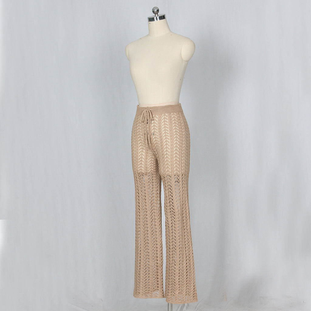 Sexy Women Hollow Out Cutout Knitted Trousers Crocheted Beach Pants
