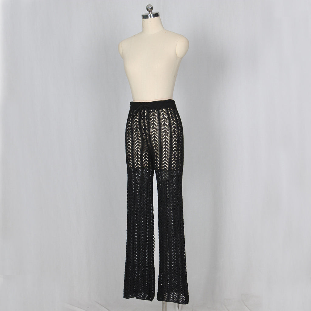 Sexy Women Hollow Out Cutout Knitted Trousers Crocheted Beach Pants