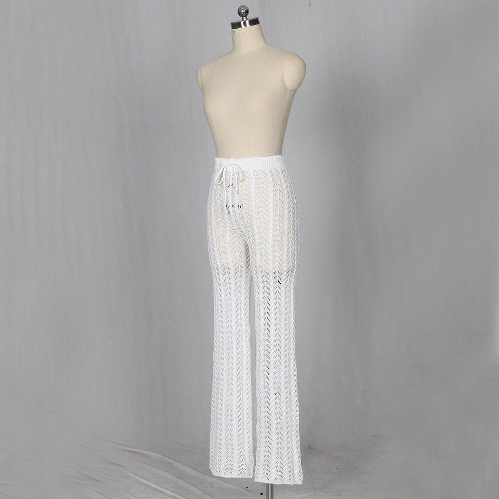 Sexy Women Hollow Out Cutout Knitted Trousers Crocheted Beach Pants