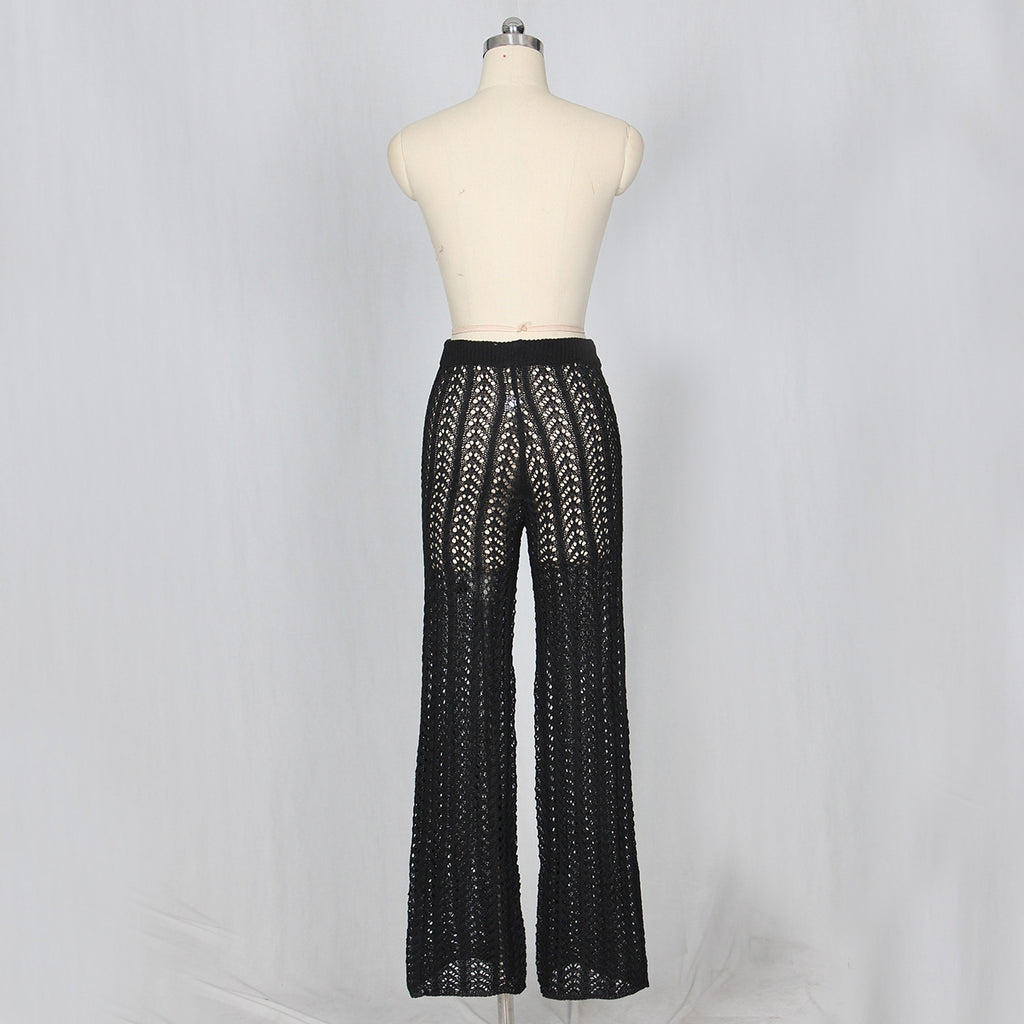 Sexy Women Hollow Out Cutout Knitted Trousers Crocheted Beach Pants