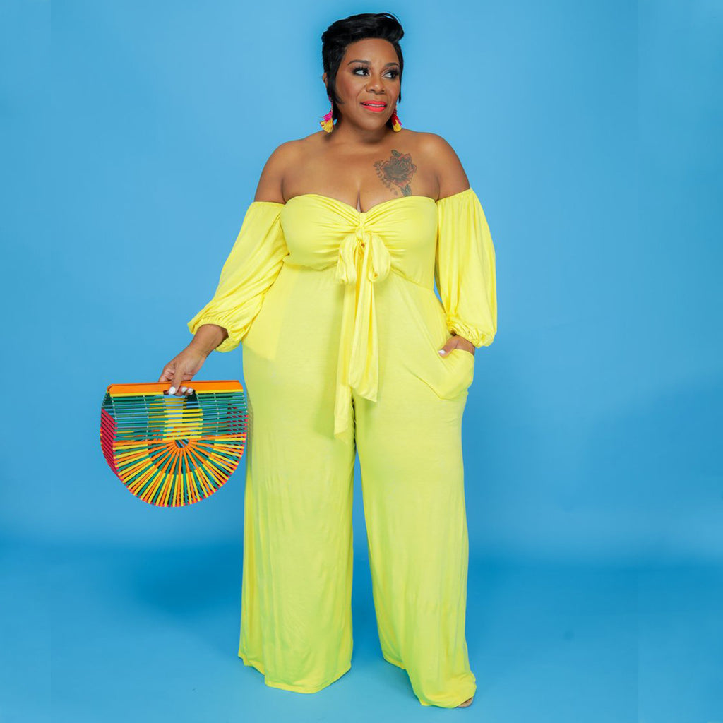 Plus Size Sexy Tube Solid Color Jumpsuit Wide jumpsuit