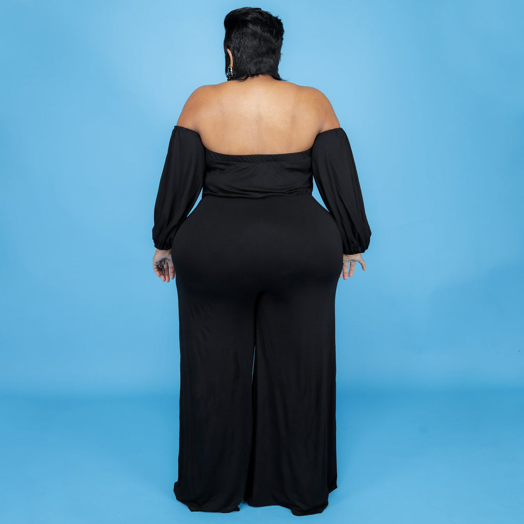 Plus Size Sexy Tube Solid Color Jumpsuit Wide jumpsuit