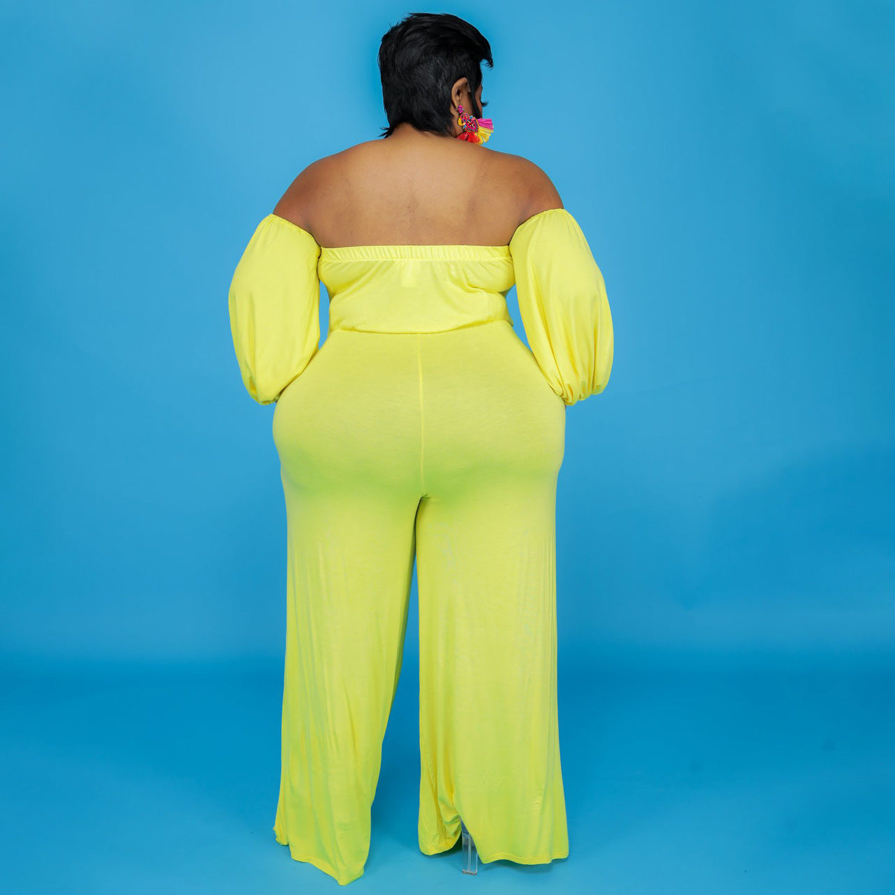 Plus Size Sexy Tube Solid Color Jumpsuit Wide jumpsuit