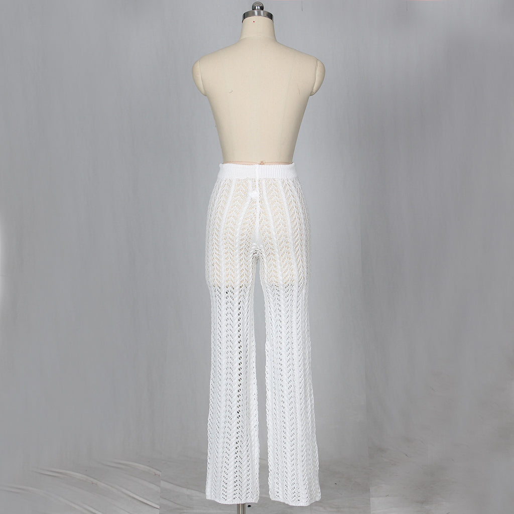 Sexy Women Hollow Out Cutout Knitted Trousers Crocheted Beach Pants