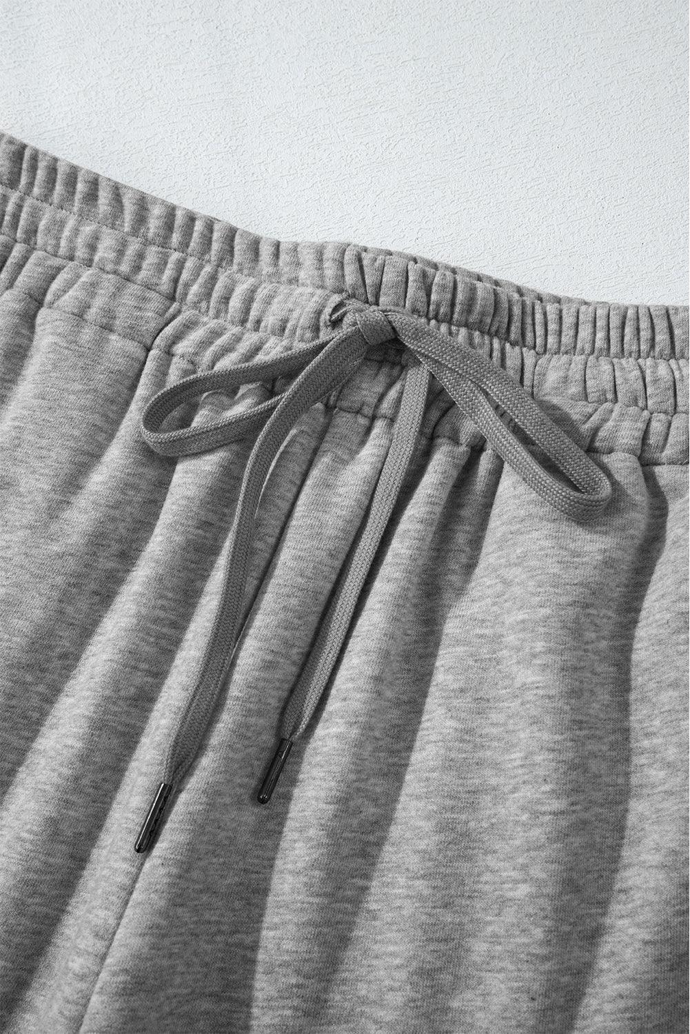 Solid Fleece-Lined Drawstring Waist Pants