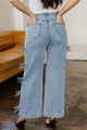 Winley Beau Blue Bow Knot Side Detail Straight Leg Loose Jeans