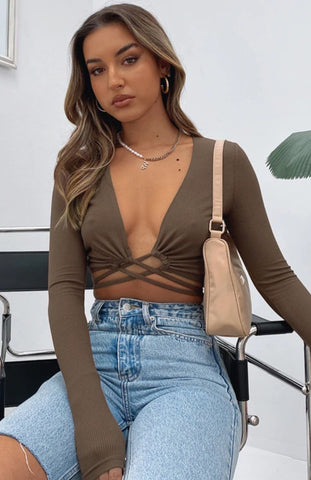 Long Spring Deep V Plunge Strap Sexy