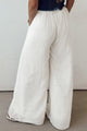 Violeta White Solid Drop Waist Pleated Wide Leg Casual Pants