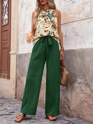 Zoe Printed Wide Leg Two Piece Sets