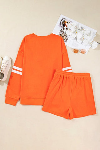 Sandy Plus Size Varsity Pullover Two Piece Sets