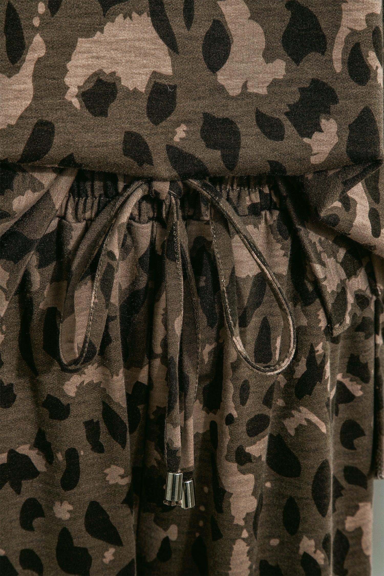 Milagros Leopard Patchwork And Drawstring Two Piece Sets