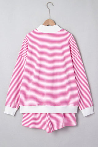 Emilia Stripe Oversize Mock Neck Two Piece Sets