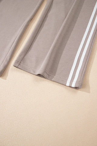 Gray Morn Varsity Striped Detail Crewneck Pullover Two Piece Outfit