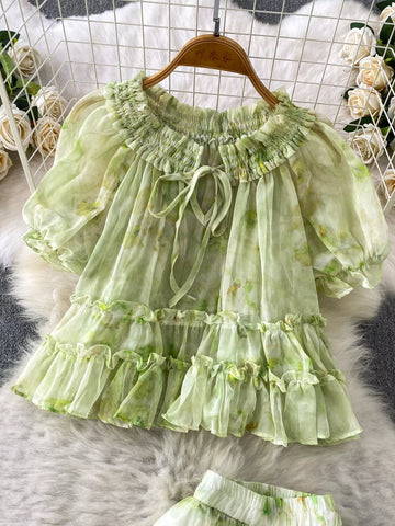 Amelia Floral Print Ruffle Hem Two Piece Sets