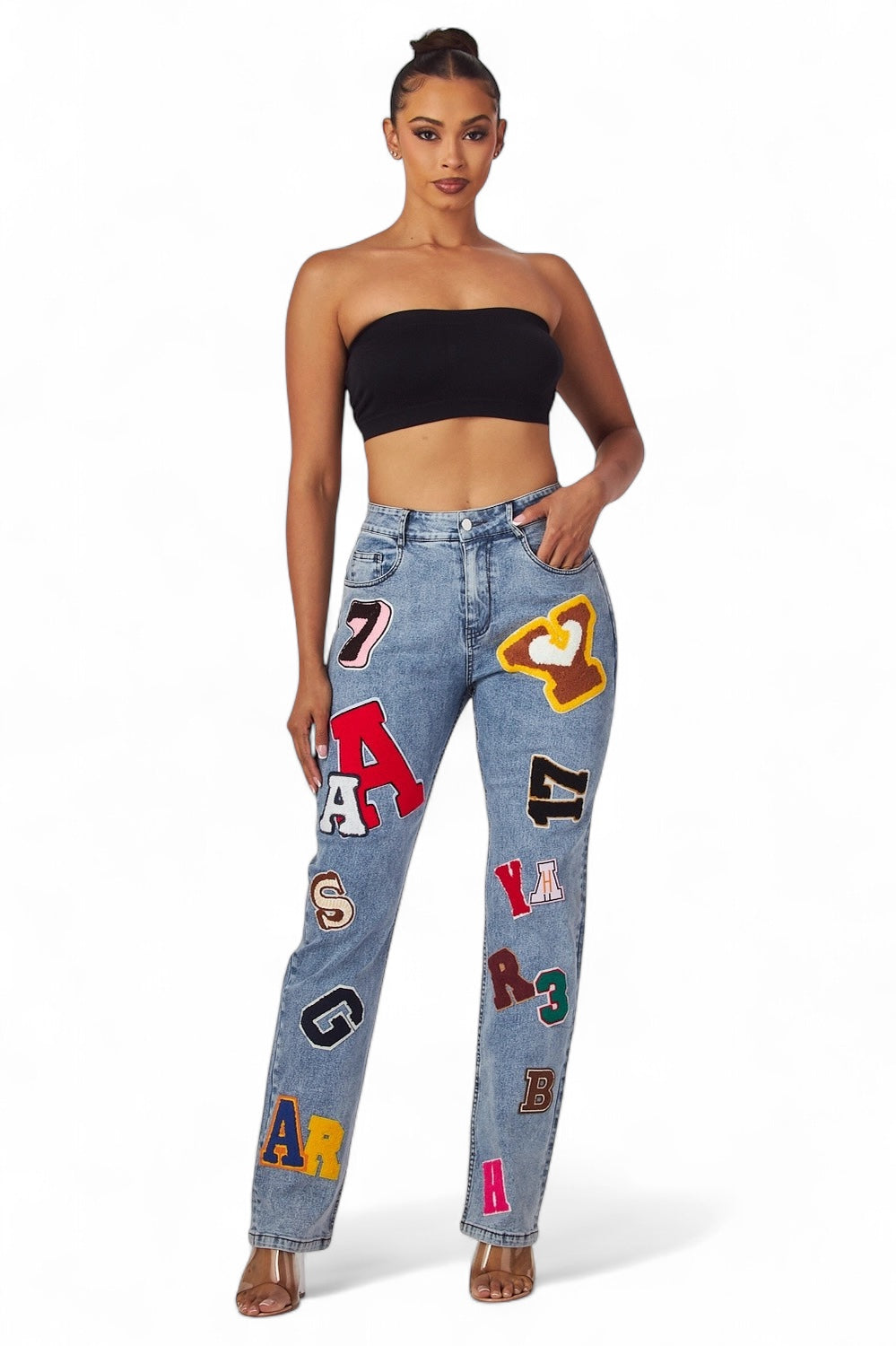Emmiebree Letter Patch Denim Modern Jean