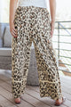 Carmen Khaki Leopard Wide Leg Cropped Pants