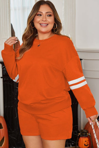 Sandy Plus Size Varsity Pullover Two Piece Sets