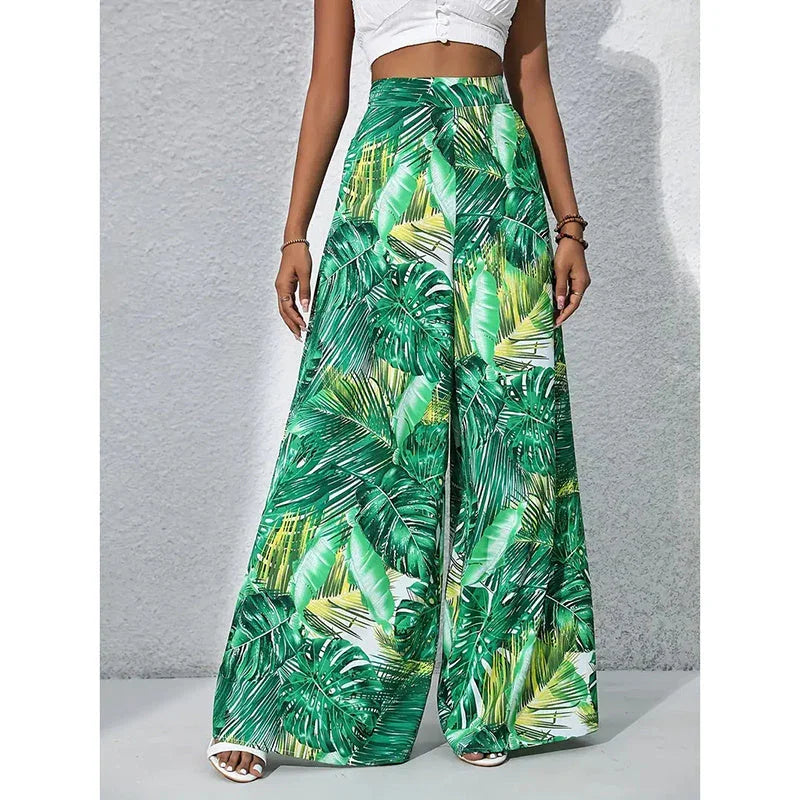 Women’s Printed High‑Waist Wide‑Leg Palazzo Pants