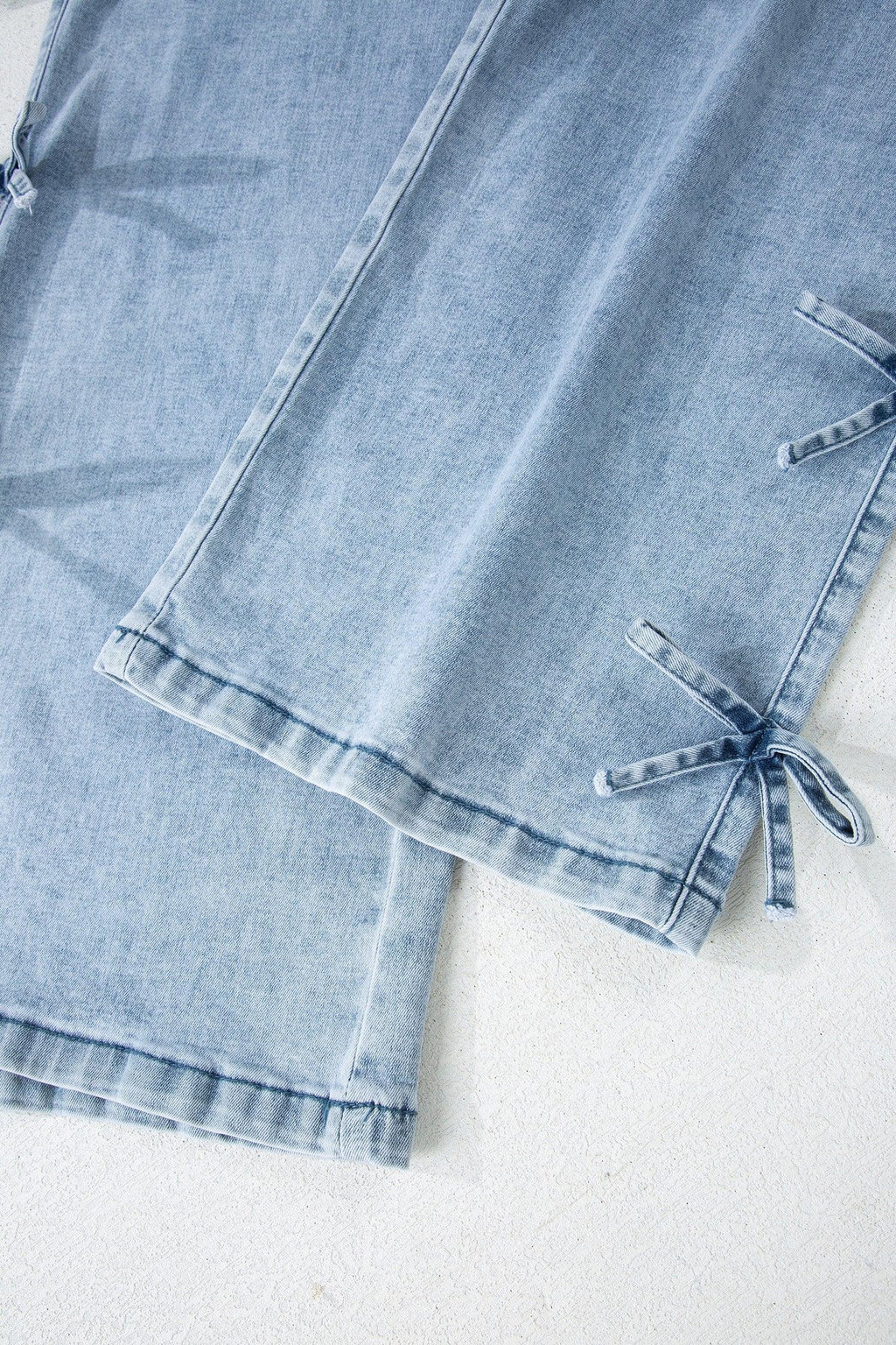 Beau Blue Bow Knot Side Detail Straight Leg Loose Jeans
