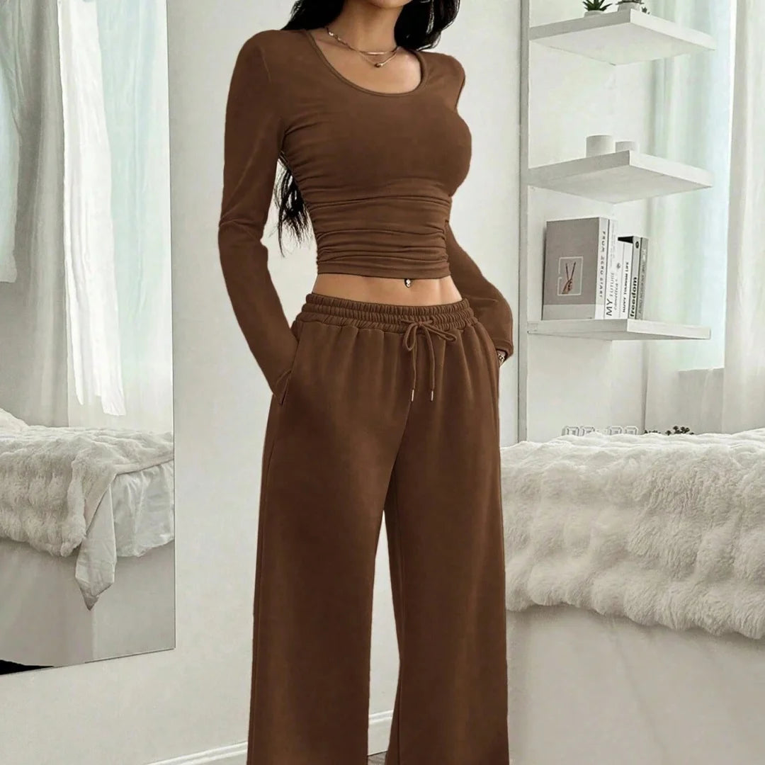 Yeritza Slim Women's Solid Two-Piece Sets
