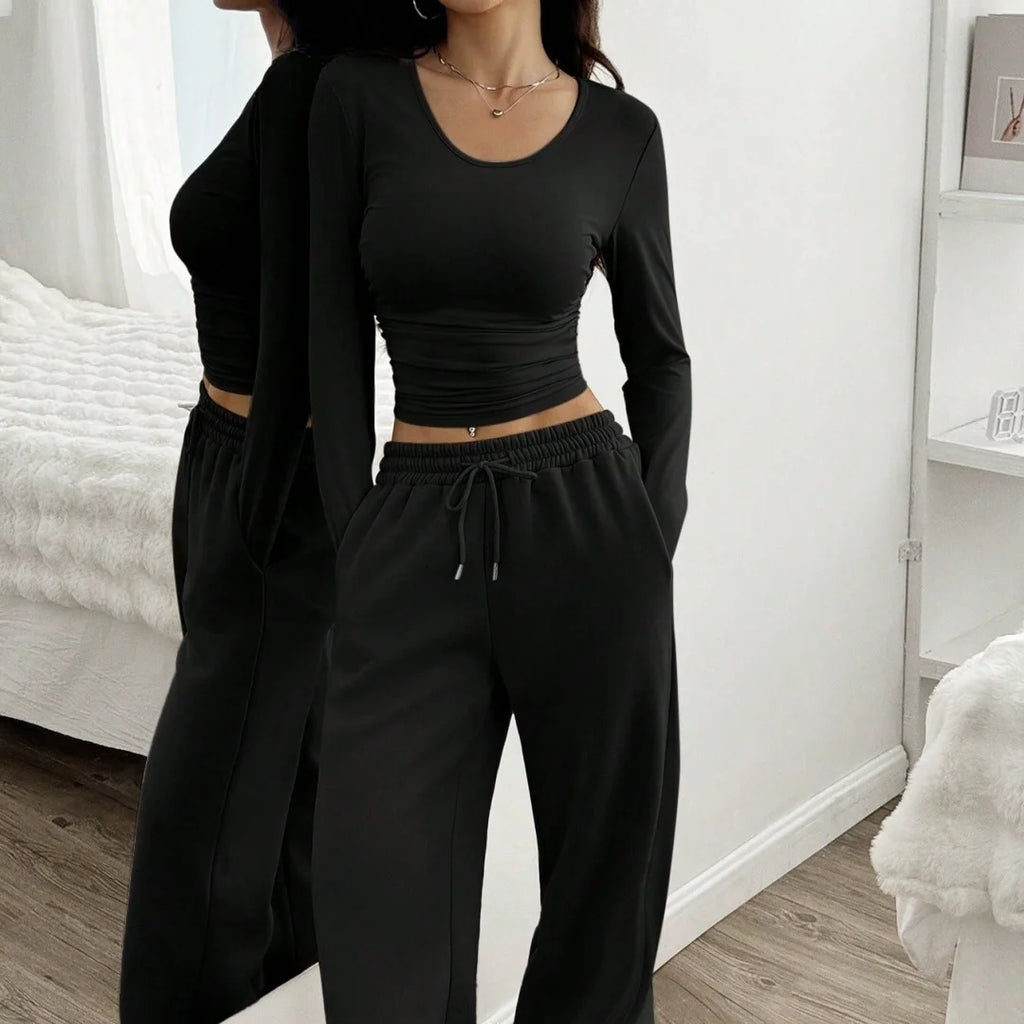 Yeritza Slim Women's Solid Two-Piece Sets
