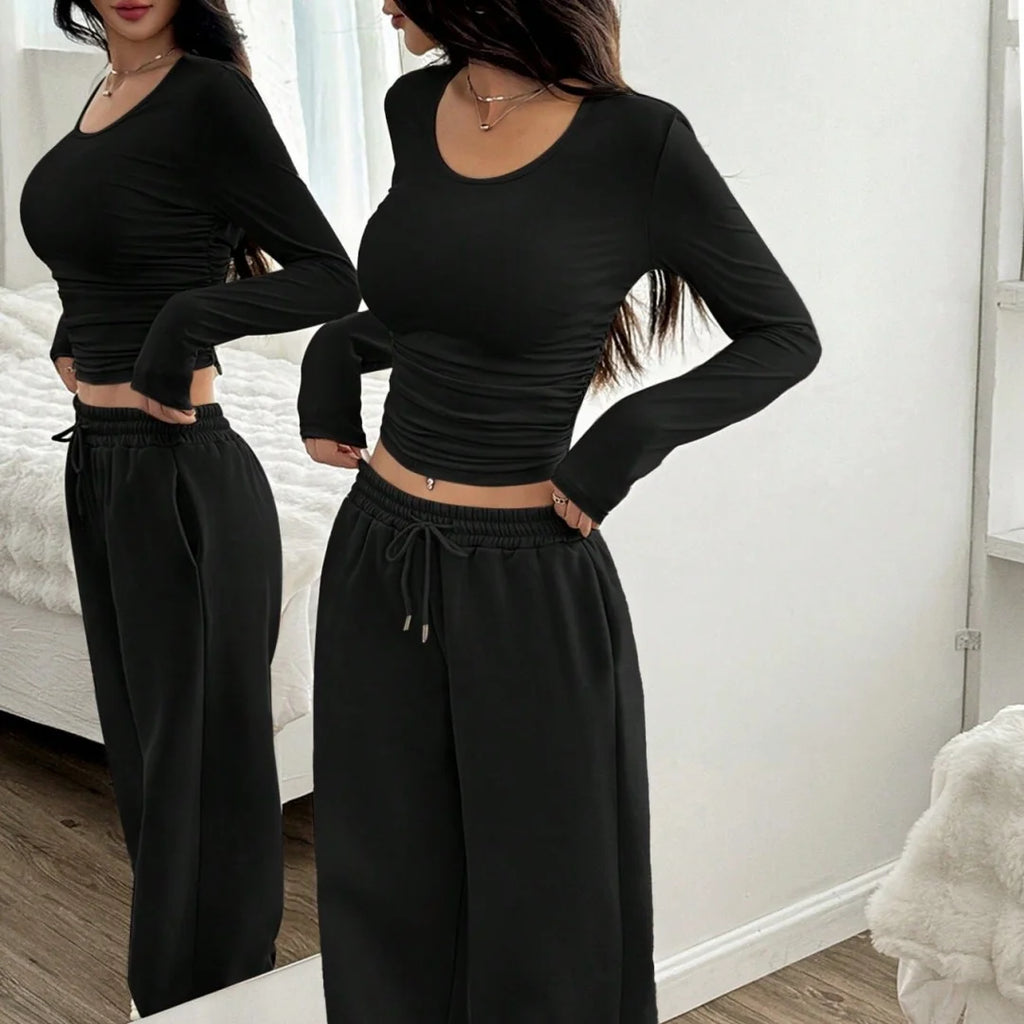 Yeritza Slim Women's Solid Two-Piece Sets