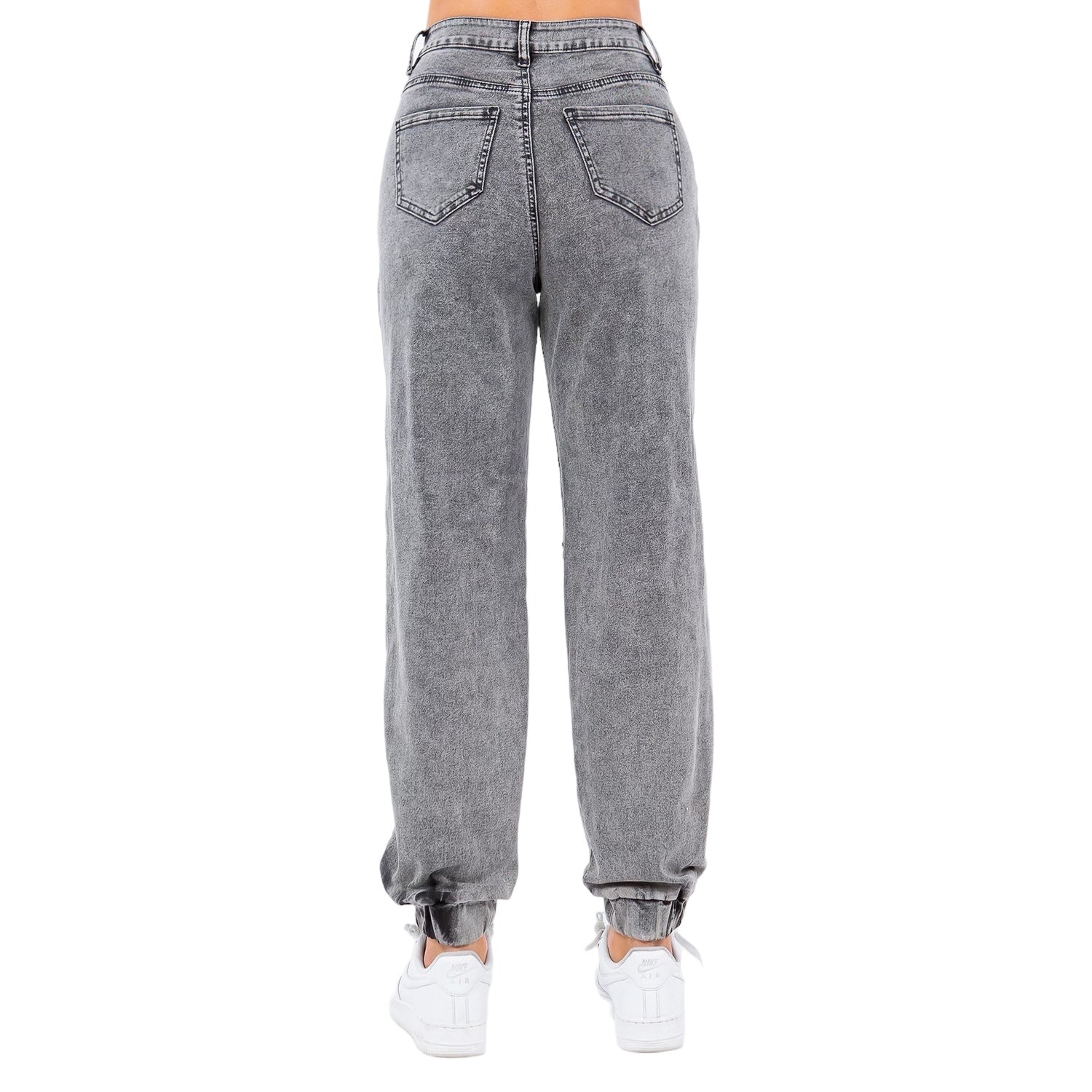 Acid Wash Denim Multi Pocket Joggers