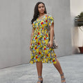 Women's Summer V-Neck Floral Beach Dress