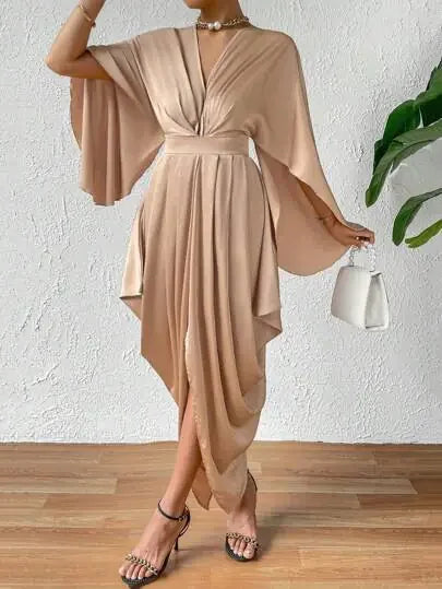 Pleated Wave High-Quality Wide Waist Dress