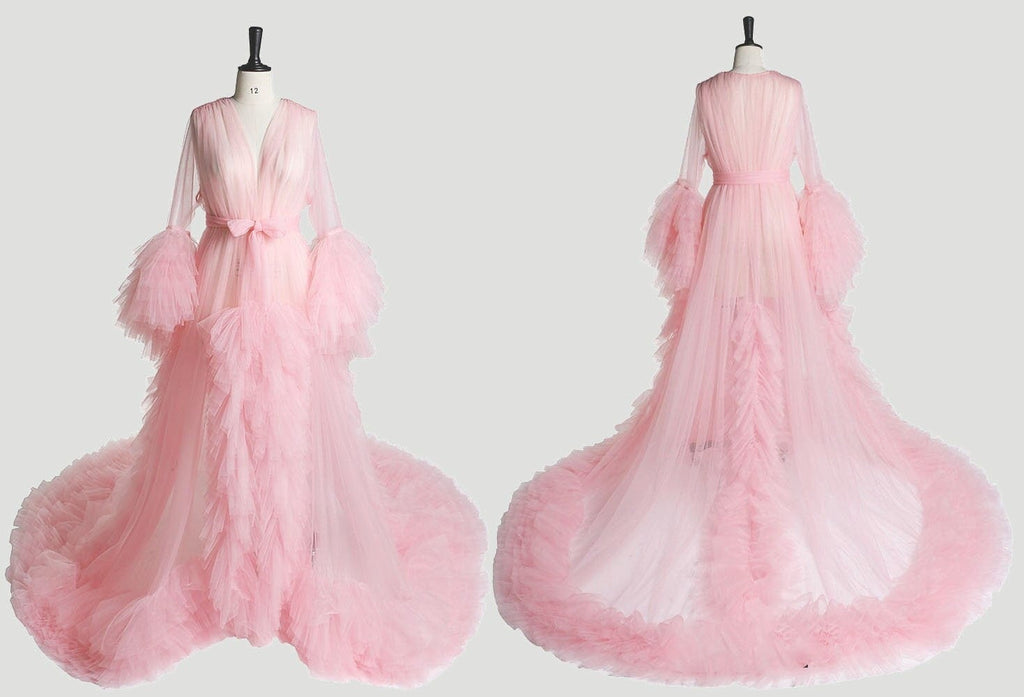 Tulle Ruffled Sleeves Fringe Multi-Color Custom Robe for Theme Photo Shoot