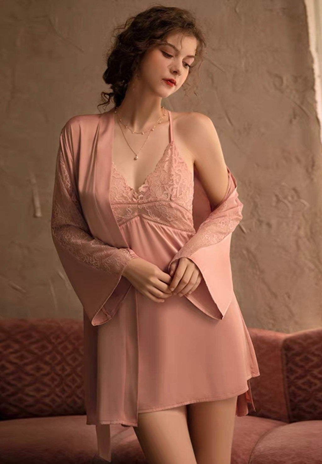 Esmeralda Lace Satin Bridal Two Piece Sets