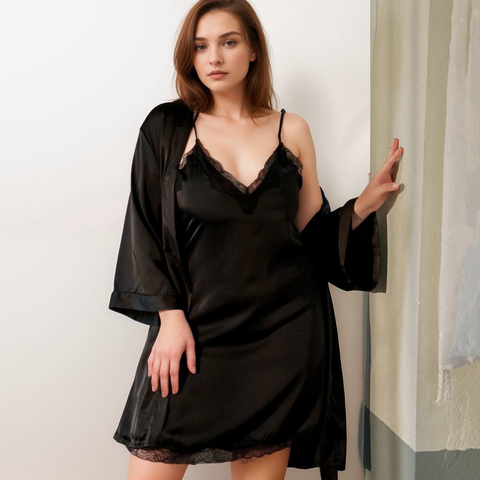 Yaesly Minimalist Lace Silky Two Piece Sets